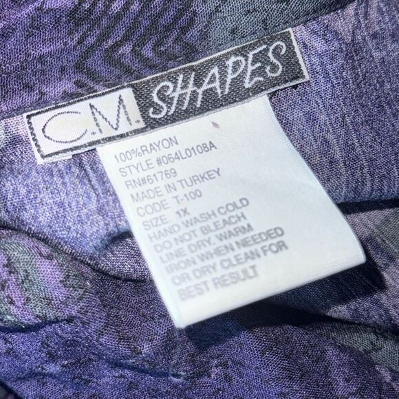 Vintage 90’s Purple Oversized Short Sleeve Button Down Funky Print Short Sleeve - Picture 11 of 11